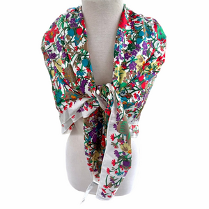 Bimba y Lola Floral Large Scarf Wrap Colorful Floral Print Multicolor Square NEW
